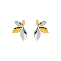 1 Pair Modern Style Leaf Mixed Metal Plating 304 Stainless Steel 18K Gold Plated Ear Studs main image 4