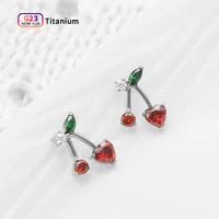 1 Piece Vacation Simple Style Fruit Inlay F136 Titanium Alloy 5A Zircon Ear Studs main image 5
