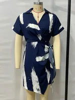 Women's Bandage Dress Casual Elegant Simple Style V Neck Short Sleeve Stripe Above Knee Outdoor main image 5