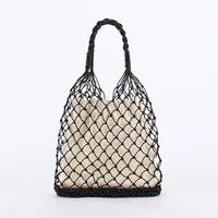 Women's Paper Solid Color Beach Streetwear Weave Square String Straw Bag sku image 3