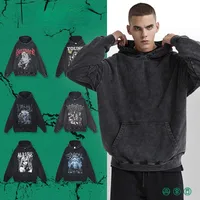 2024 Autumn And Winter Batik 400G Cotton Hooded Sweater Washed Loose Fashion Brand Remake Men's Pullover Sweater main image 1