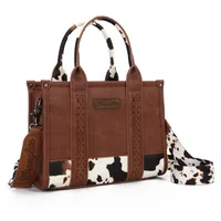 Women's Medium Pu Leather Cow Pattern Solid Color Streetwear Sewing Thread Square Zipper Handbag main image 5