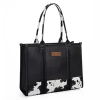 Women's Medium Pu Leather Cow Pattern Solid Color Streetwear Sewing Thread Square Zipper Handbag sku image 1