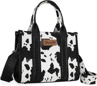 Women's Medium Pu Leather Cow Pattern Solid Color Streetwear Sewing Thread Square Zipper Handbag sku image 9