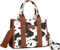 Women's Medium Pu Leather Cow Pattern Solid Color Streetwear Sewing Thread Square Zipper Handbag sku image 10
