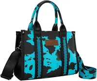 Women's Medium Pu Leather Cow Pattern Solid Color Streetwear Sewing Thread Square Zipper Handbag sku image 11