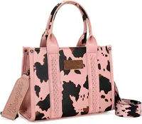 Women's Medium Pu Leather Cow Pattern Solid Color Streetwear Sewing Thread Square Zipper Handbag sku image 12