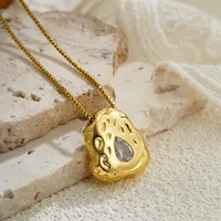 Vacation Simple Style Water Droplets 304 Stainless Steel Inlay Zircon Women's Pendant Necklace main image 3