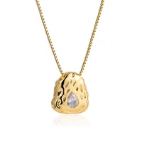 Vacation Simple Style Water Droplets 304 Stainless Steel Inlay Zircon Women's Pendant Necklace main image 5