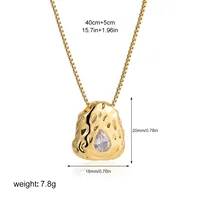 Vacation Simple Style Water Droplets 304 Stainless Steel Inlay Zircon Women's Pendant Necklace sku image 1