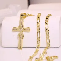 Casual Glam Luxurious Cross Round Copper Zircon 14K Gold Plated Unisex Pendant Necklace main image 1