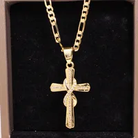 Casual Glam Luxurious Cross Round Copper Zircon 14K Gold Plated Unisex Pendant Necklace main image 5