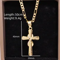 Casual Glam Luxurious Cross Round Copper Zircon 14K Gold Plated Unisex Pendant Necklace main image 2