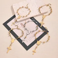 Casual Religion Simple Style Cross Virgin Mary Priest 304 Stainless Steel Handmade Polishing Plating 18K Gold Plated Unisex Bracelets main image 1