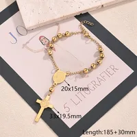 Casual Religion Simple Style Cross Virgin Mary Priest 304 Stainless Steel Handmade Polishing Plating 18K Gold Plated Unisex Bracelets main image 4