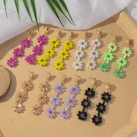 1 Pair Sweet Simple Style Flower Artificial Crystal Drop Earrings main image 1