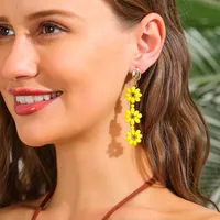 1 Pair Sweet Simple Style Flower Artificial Crystal Drop Earrings main image 2