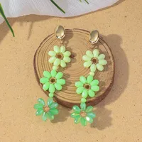 1 Pair Sweet Simple Style Flower Artificial Crystal Drop Earrings main image 5