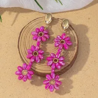 1 Pair Sweet Simple Style Flower Artificial Crystal Drop Earrings sku image 1