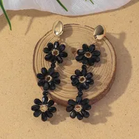 1 Pair Sweet Simple Style Flower Artificial Crystal Drop Earrings sku image 2