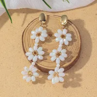 1 Pair Sweet Simple Style Flower Artificial Crystal Drop Earrings sku image 5
