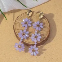 1 Pair Sweet Simple Style Flower Artificial Crystal Drop Earrings sku image 6