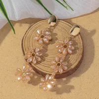 1 Pair Sweet Simple Style Flower Artificial Crystal Drop Earrings sku image 7