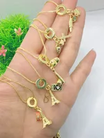 Casual Simple Style Cross Eiffel Tower Heart Shape Copper Polishing Enamel Inlay Zircon 18K Gold Plated DIY Jewelry Accessories main image 1