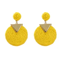 1 Pair Vacation Ethnic Style Geometric Braid Raffia Drop Earrings main image 2