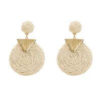1 Pair Vacation Ethnic Style Geometric Braid Raffia Drop Earrings sku image 5