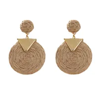 1 Pair Vacation Ethnic Style Geometric Braid Raffia Drop Earrings sku image 6