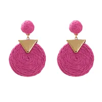 1 Pair Vacation Ethnic Style Geometric Braid Raffia Drop Earrings sku image 2