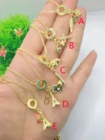 Casual Simple Style Cross Eiffel Tower Heart Shape Copper Polishing Enamel Inlay Zircon 18K Gold Plated DIY Jewelry Accessories main image 2