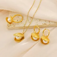 Modern Style Scallop Titanium Steel Plating Women's Rings Earrings Necklace main image 1