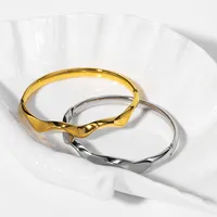 Vacation Simple Style Solid Color 304 Stainless Steel Plating Women's Bangle main image 2