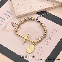 Casual Religion Simple Style Cross Virgin Mary Priest 304 Stainless Steel Handmade Polishing 18K Gold Plated Unisex Bracelets main image 2