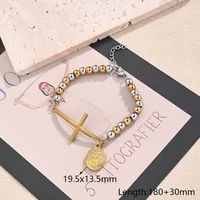 Casual Religion Simple Style Cross Virgin Mary Priest 304 Stainless Steel Handmade Polishing 18K Gold Plated Unisex Bracelets main image 7