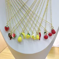 Casual Vacation Cherry Fruit Strawberry Copper Polishing Enamel 18K Gold Plated Women's Pendant Necklace main image 1