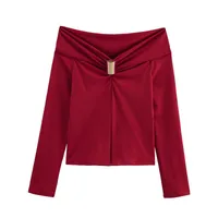 Women's T-shirt Long Sleeve T-Shirts Casual Elegant Streetwear Solid Color sku image 2