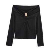 Women's T-shirt Long Sleeve T-Shirts Casual Elegant Streetwear Solid Color sku image 5