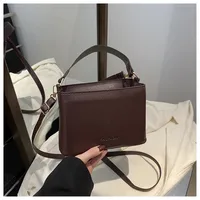 Women's Medium Pu Leather Solid Color Streetwear Sewing Thread Square Zipper Shoulder Bag sku image 2