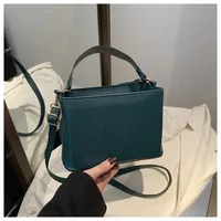 Women's Medium Pu Leather Solid Color Streetwear Sewing Thread Square Zipper Shoulder Bag sku image 4