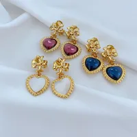1 Pair Vintage Style Simple Style Heart Shape Copper Drop Earrings main image 1