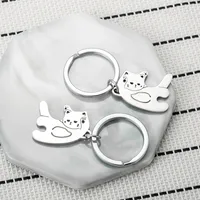 Cute Cat 201 Stainless Steel Women's Keychain main image 4