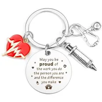 Modern Style Letter Heart Shape Syringe 201 Stainless Steel International Nurses Day Unisex Keychain main image 1