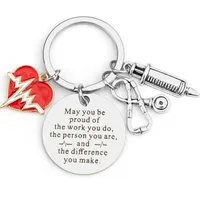 Modern Style Letter Heart Shape Syringe 201 Stainless Steel International Nurses Day Unisex Keychain main image 3