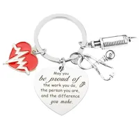 Modern Style Letter Heart Shape Syringe 201 Stainless Steel International Nurses Day Unisex Keychain main image 5