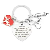 Modern Style Letter Heart Shape Syringe 201 Stainless Steel International Nurses Day Unisex Keychain sku image 3