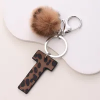 Retro Letter Leopard Alloy Plush Unisex Keychain main image 4
