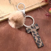 Retro Letter Leopard Alloy Plush Unisex Keychain main image 5
